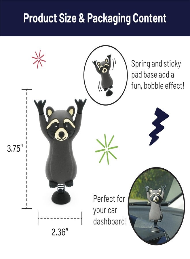 GOOFBALLS Dashboard Dancer - Funny Bobblehead Car Ornament - Hilarious Animal Figurine for Desk, Office, or Vehicle - Novelty Gag Gift for Friends, Family & Coworkers - Rock n Roll Raccoon - Image 2
